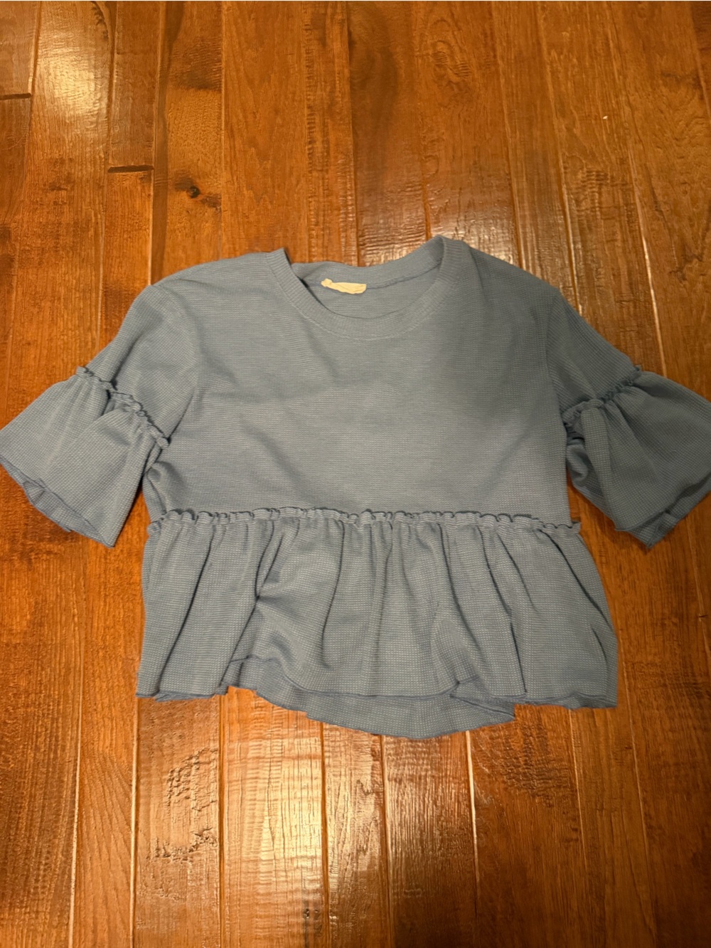 Altar’d State Blue Ruffle Sleeve Knit Top